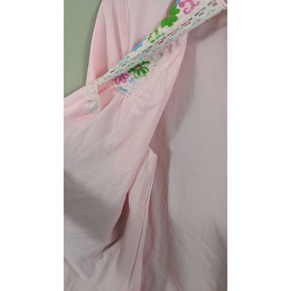 Pink Vintage Deena Nylon Night Shirt Flower Power 60s - Picture 16 of 16